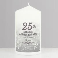 Personalised 25th Silver Anniversary Pillar Candle Extra Image 3 Preview